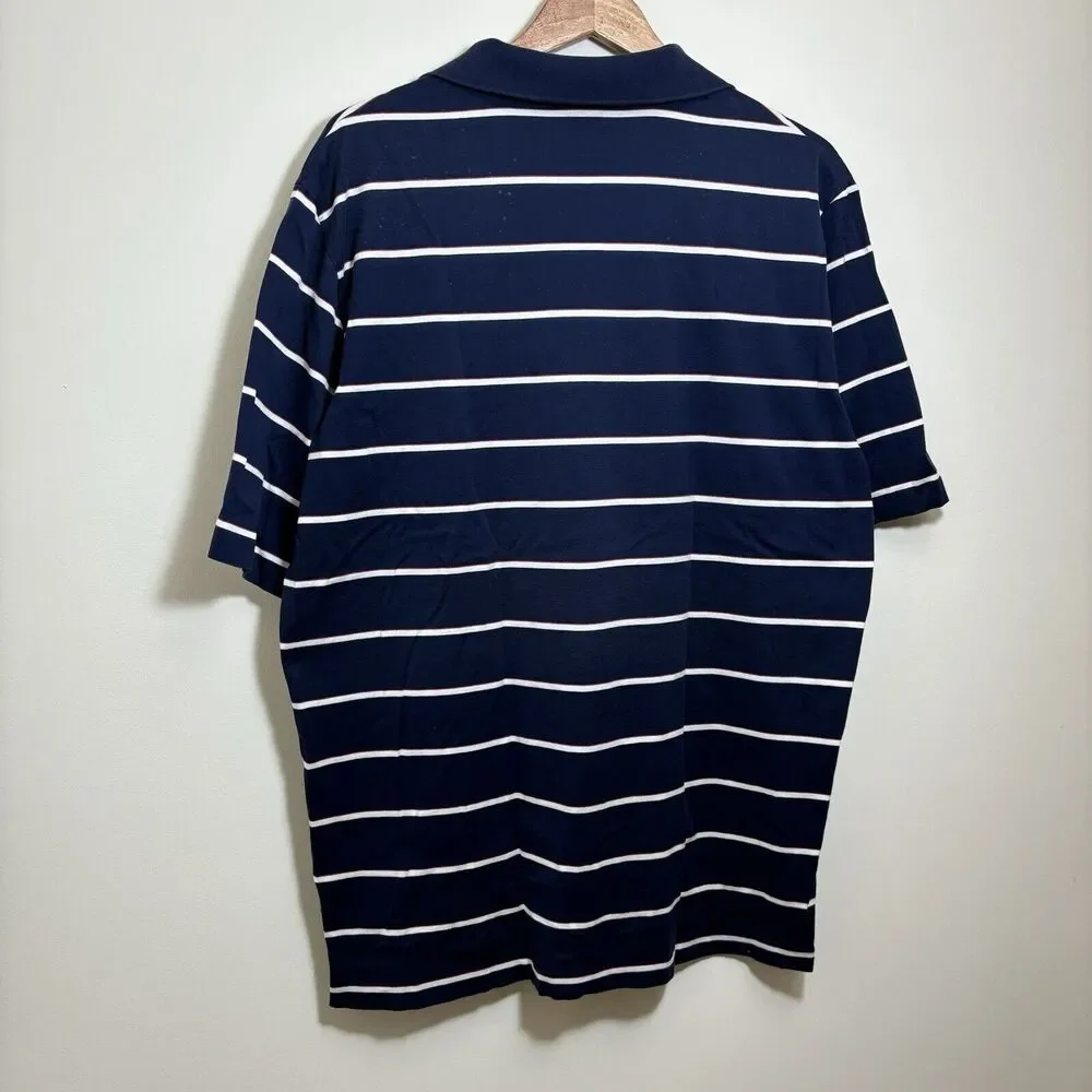 Vintage Polo Ralph Lauren Golf T Shirt Collared Navy Blue Size L Striped Mens